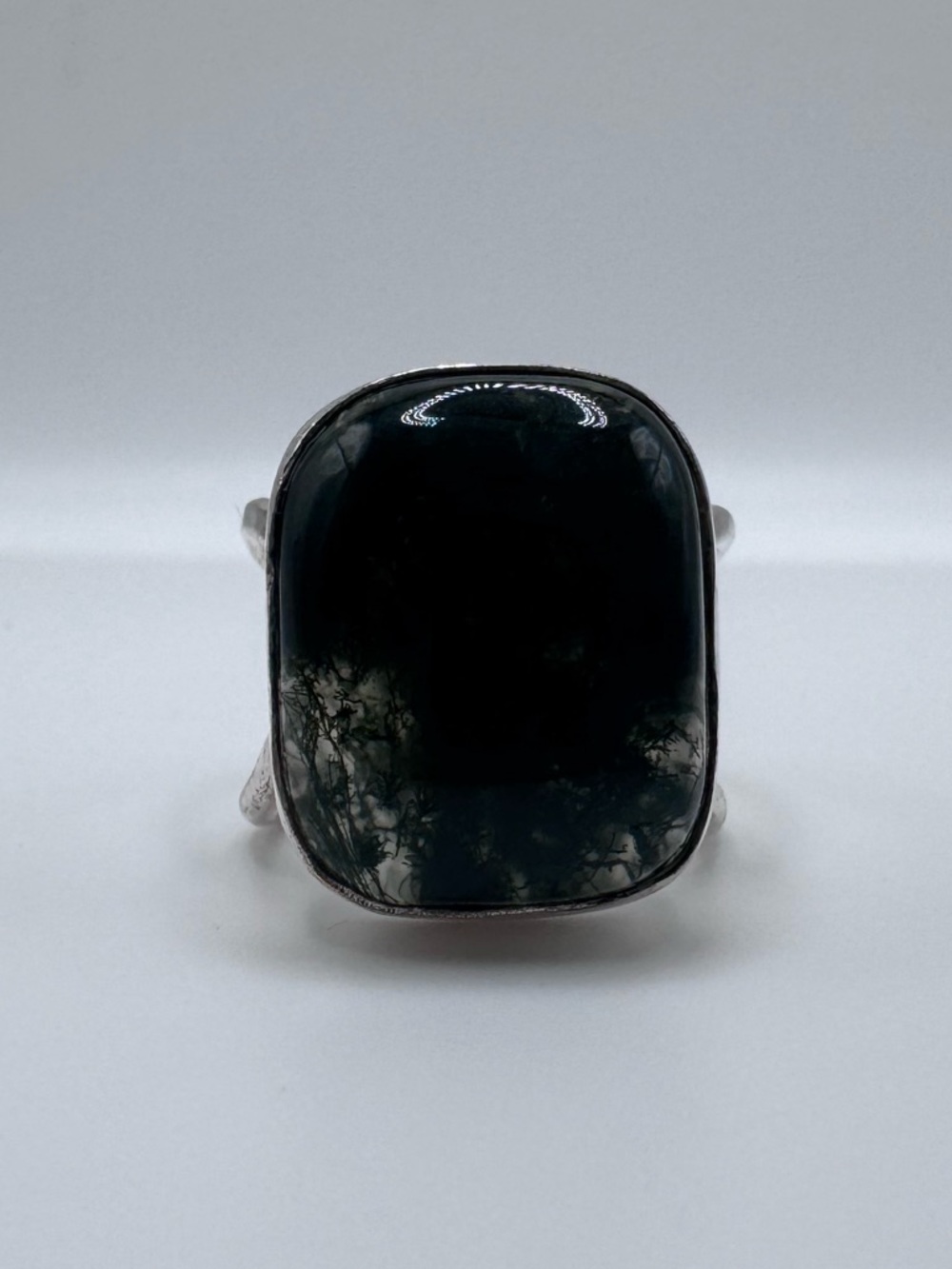 Sterling Silver 925 Moss Agate Gemstone Ring Sz 5